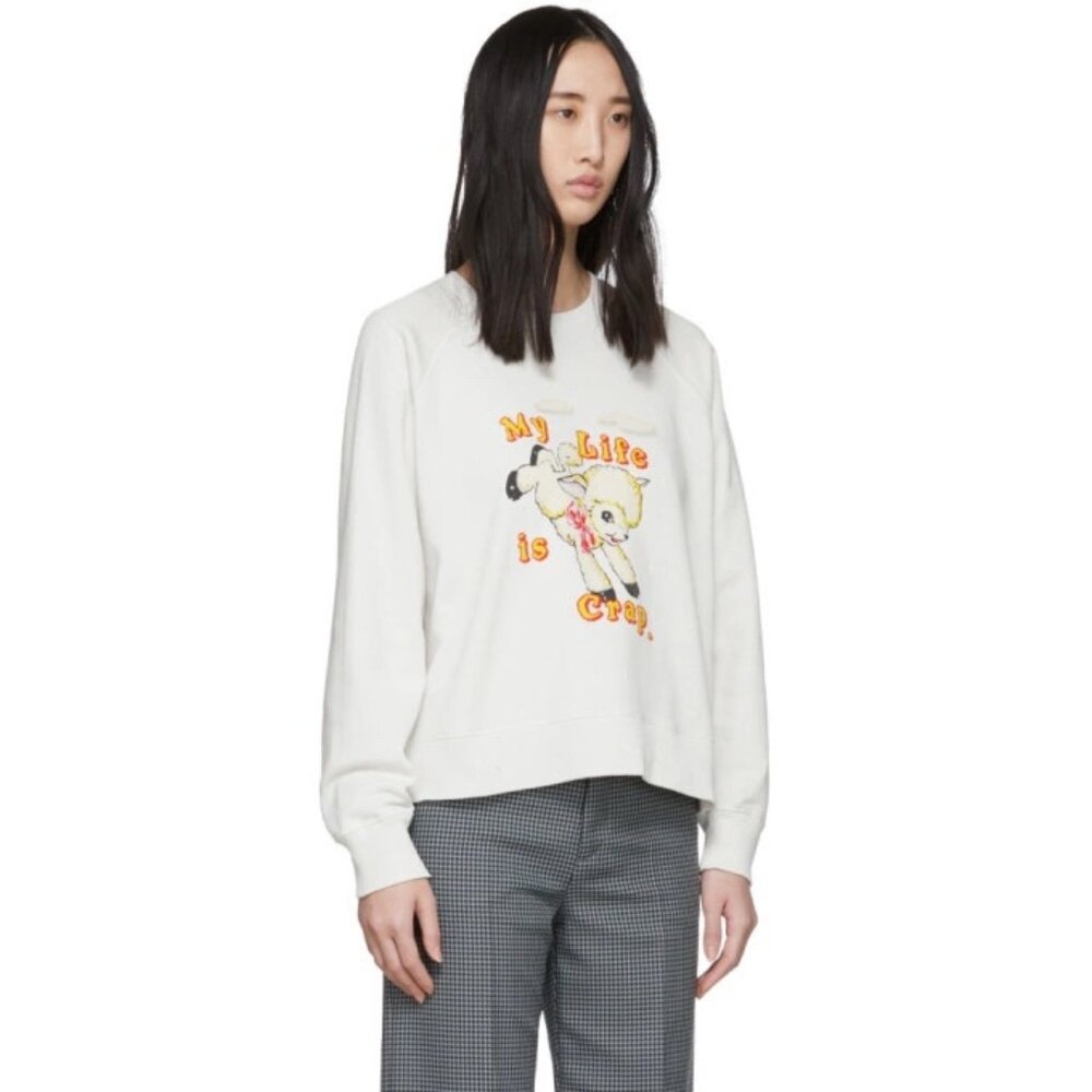 Marc Jacobs Magda Archer Edition My Life Is Crap Sweatshirt Large Vintage White